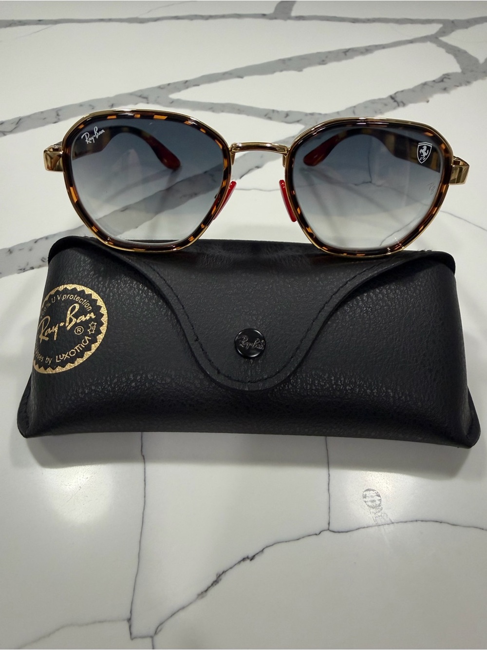 Ray-Ban Ferrari Unisex Tortoiseshell Frame Gradient Lens Sunglasses - Brown/Gold